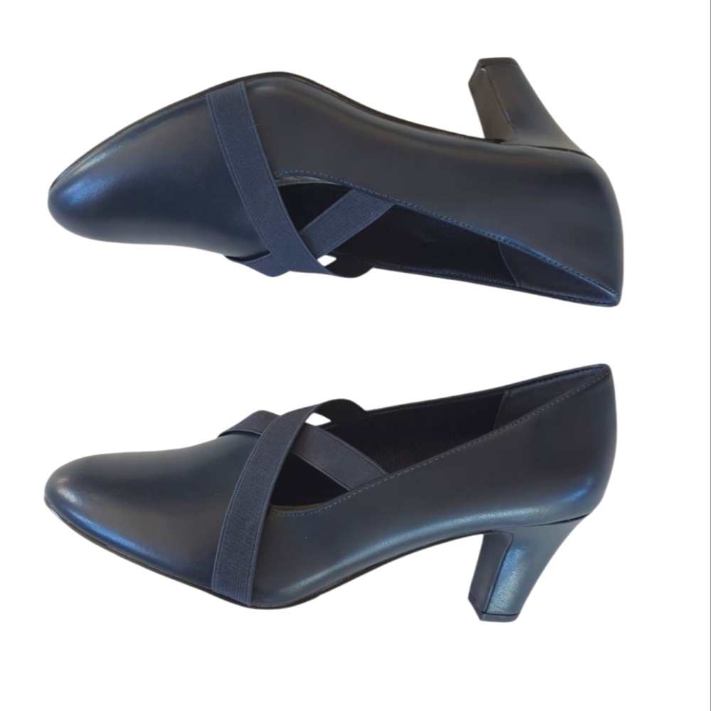 Easy Street Zaylee Faux Leather Criss Cross Strappy Slip On Heels 10M Blue - Picture 4 of 16